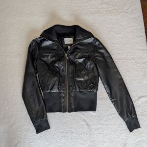 dELiA*s Black Leather Bomber Jacket